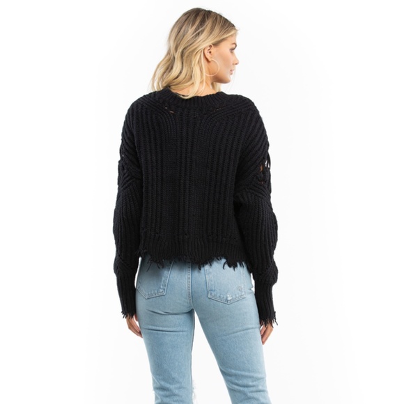 NWT - Wildfox Black Cropped Alyx Sweater Size S - Picture 3 of 4